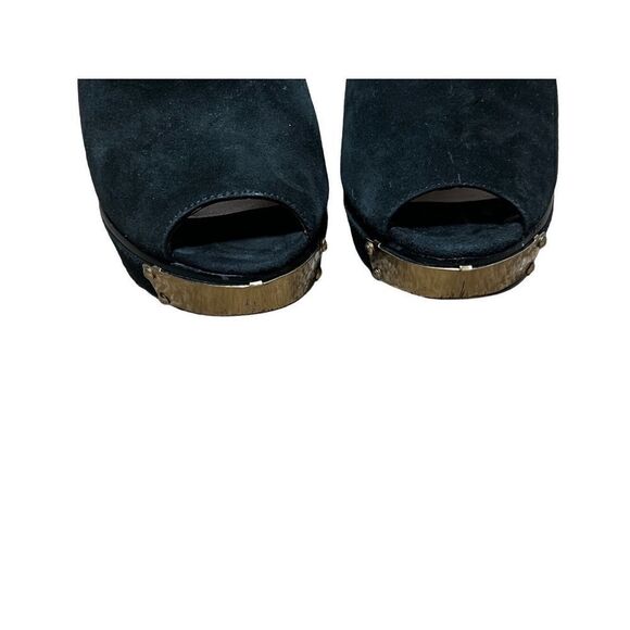 Charles David Vivacious Platform Stiletto Black Suede Bootie Gold Detail Size 8. - Picture 4 of 8